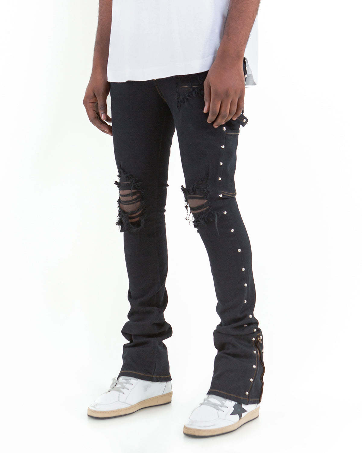THE SKINNY STACKED - BILLY THE KID ( STUDDED DENIM)