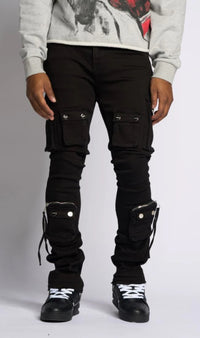 PHEELING ALONE” STACK CARGO DENIM