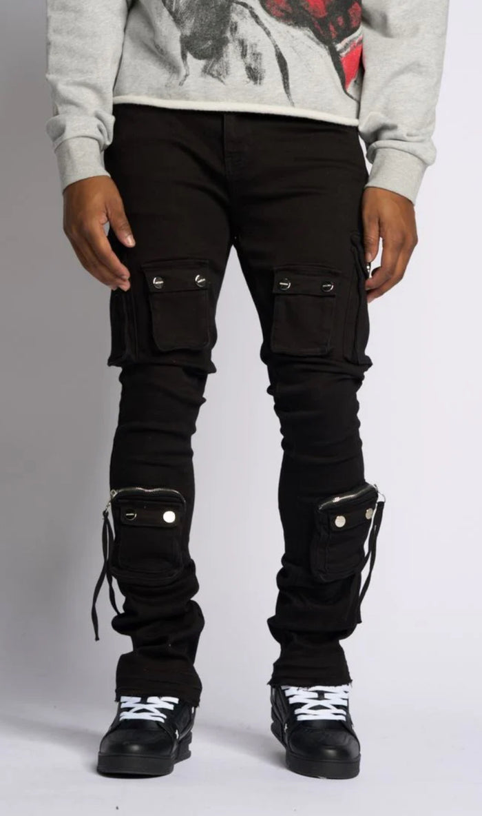 PHEELING ALONE” STACK CARGO DENIM