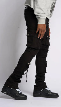 PHEELING ALONE” STACK CARGO DENIM