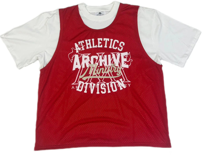 ARCHIVE MINISTRY iLL AND ALL JERSEY TEE - RED