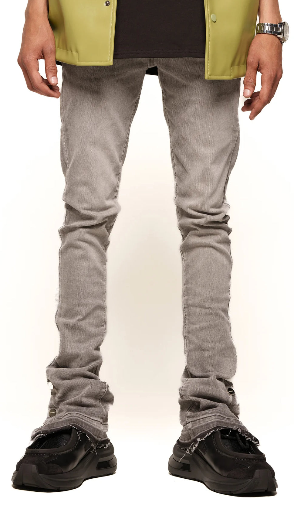 “EMOTIONALLY DRIVEN” FLARE STACK DENIM