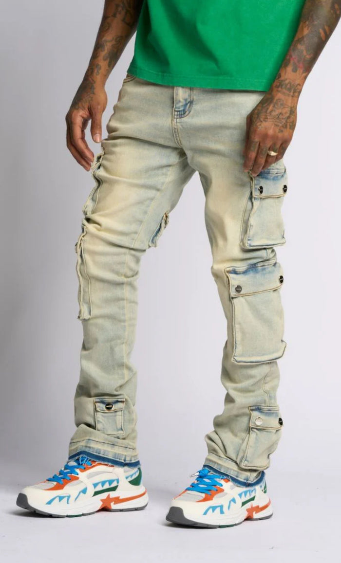 “GRAVATUS” STACK CARGO DENIM