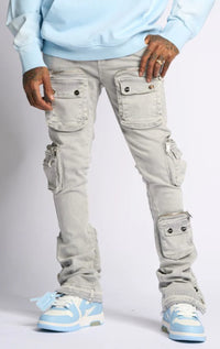 JOURNEY TO GREATNESS" STACKED CARGO DENIM