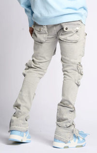 JOURNEY TO GREATNESS" STACKED CARGO DENIM