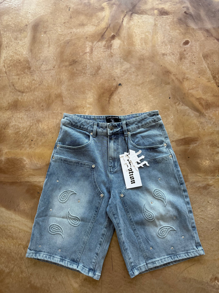 ‘Paisley’ Denim Blue Shorts