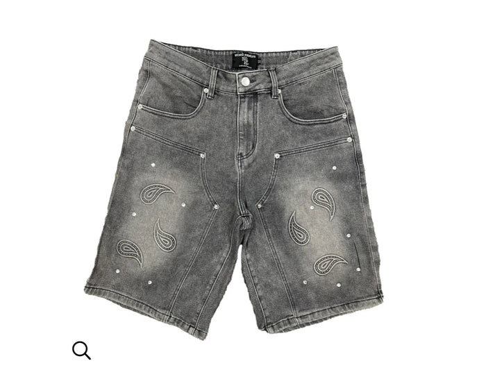 ‘Paisley’ Denim Grey Shorts