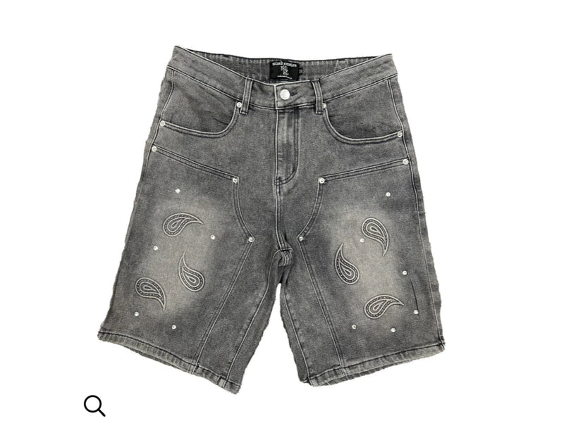 ‘Paisley’ Denim Grey Shorts