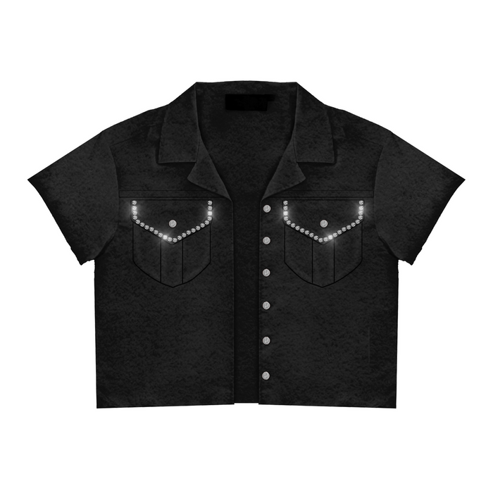 Prestige Rhinestone Suede Shirt
