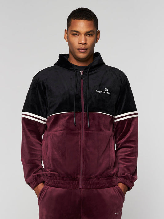 SERGIO TACCHINI SCOPETO FULL-ZIP VELOUR SET BLACK BEAUTY/ MAUVE WINE