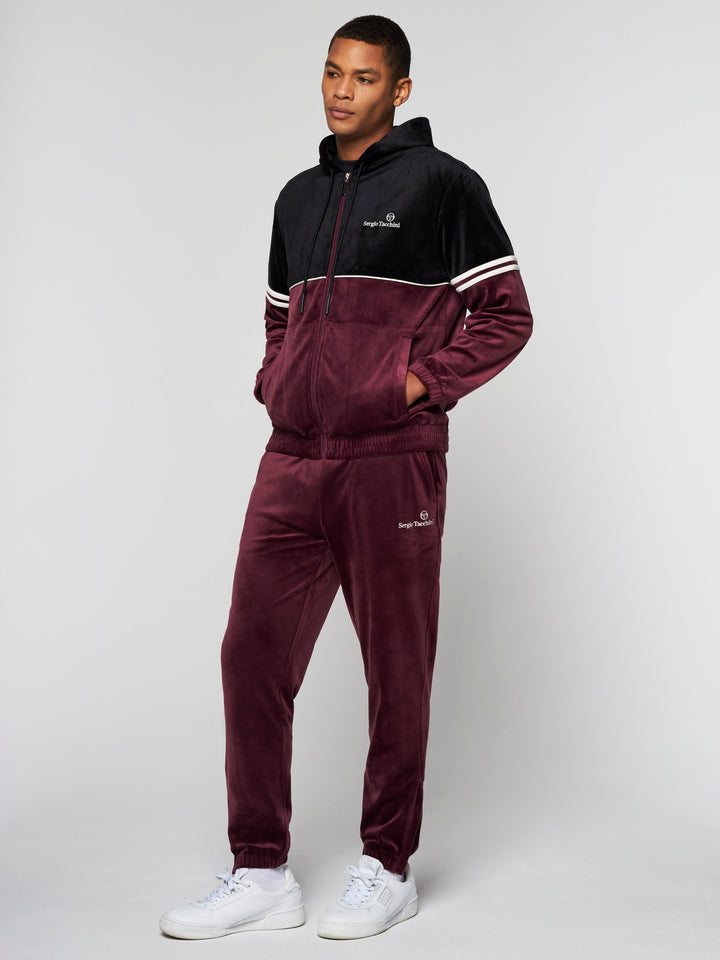 SERGIO TACCHINI SCOPETO FULL-ZIP VELOUR SET BLACK BEAUTY/ MAUVE WINE