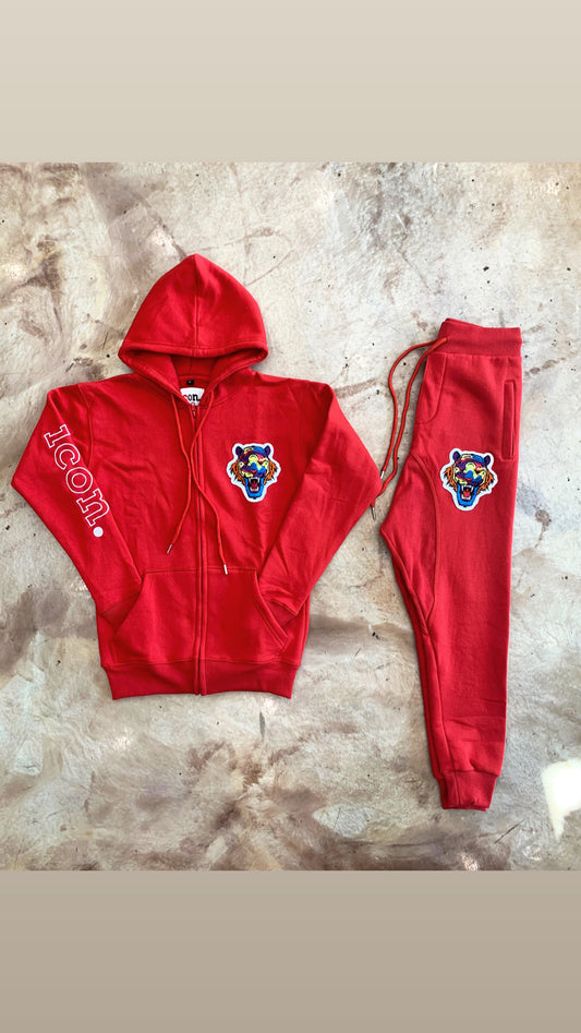 ICON LOGO ZIP UP SUIT RED