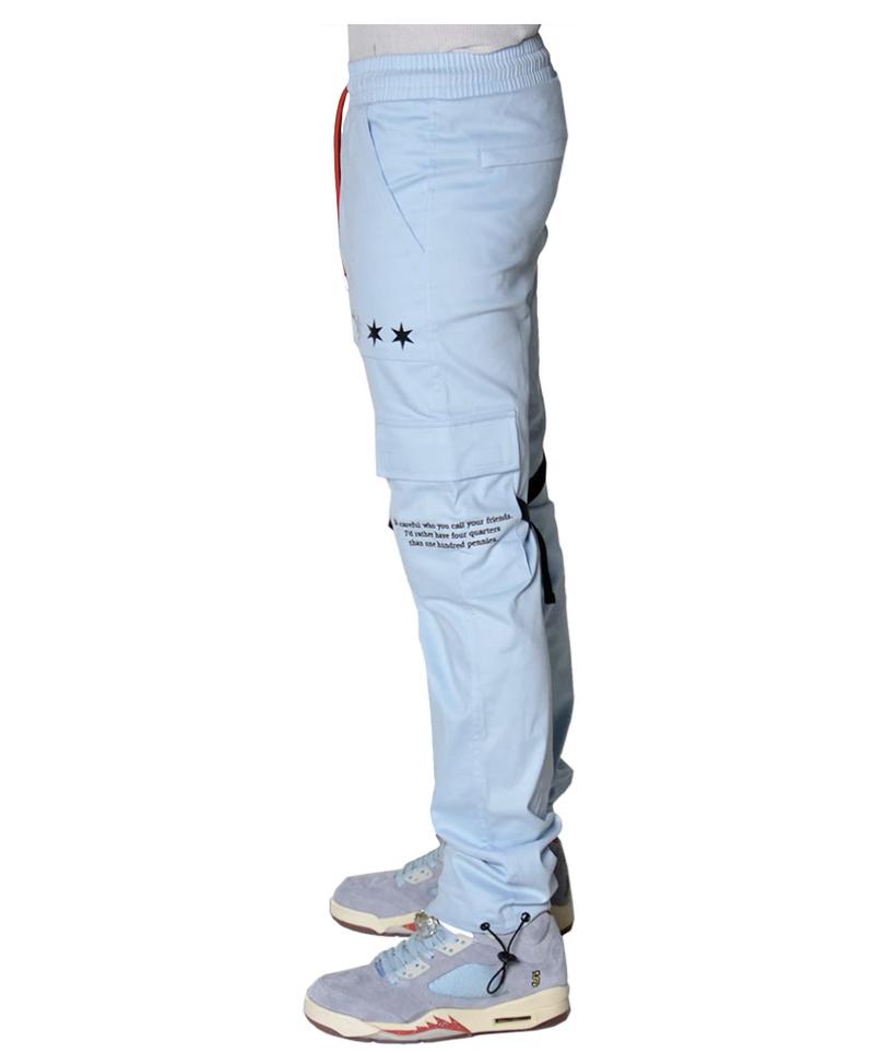 THC X THE SHOP 147 FOUR QUARTERS FLARED CARGO PANTS (CHI BLUE)