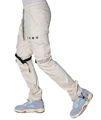 PANTALONES CARGO ACAMPANADOS THC X THE SHOP 147 FOUR QUARTERS (AZUL CHI)